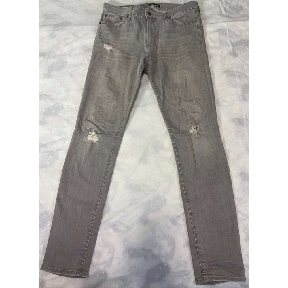 Express Men’s Skinny Jeans Gray Distressed Stretch Denim Size 34x34.
